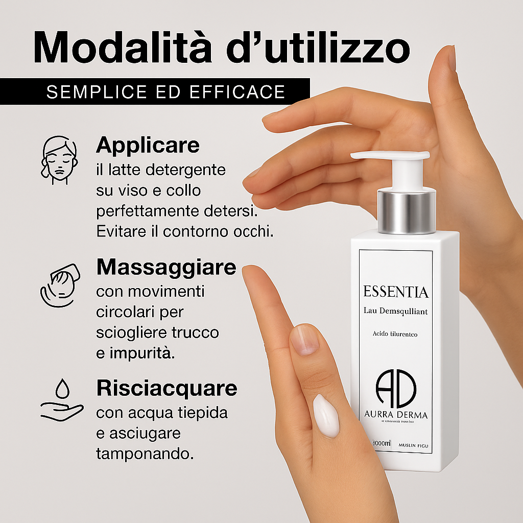 ESSENTIA Latte Detergente - Acqua Profumata - Brume Setificante per una Pelle Liscia e Luminoso